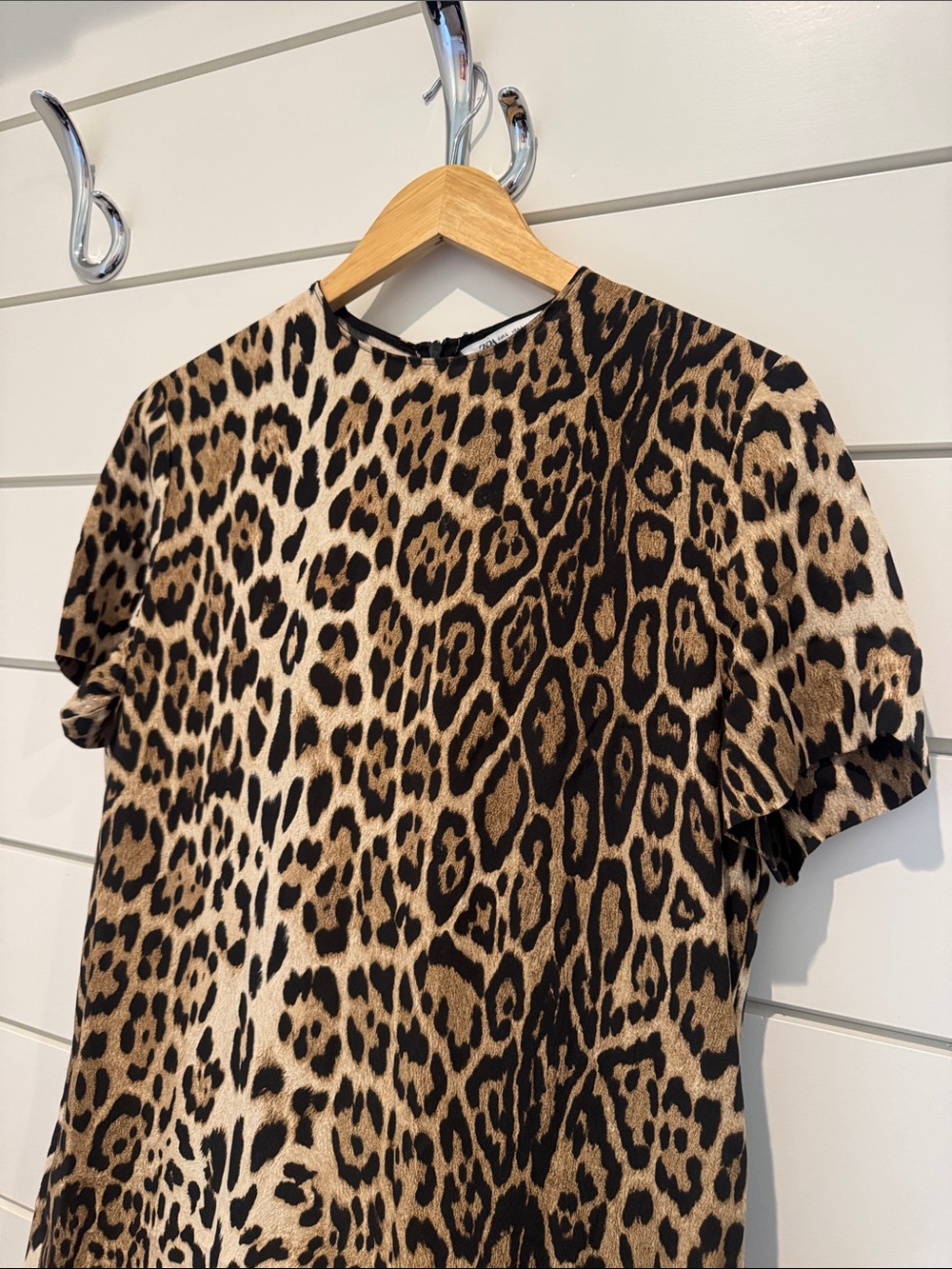 Zara Leopard Print Midi Dress in Brown and Black - Picture 2 of 7